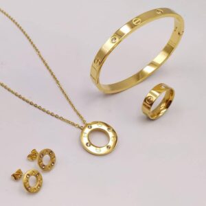 THREE STONES CIRCLE LOVE SET - (GOLD)