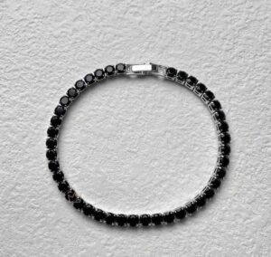 TENNIS BRACELET - WHITE GOLD WITH BLACK CRYSTALS