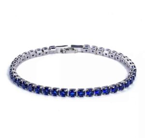 TENNIS BRACELET - WHITE GOLD WITH BLUE CRYSTALS