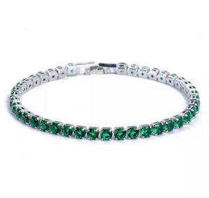 TENNIS BRACELET - WHITE GOLD WITH GREEN CRYSTALS