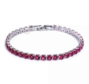 TENNIS BRACELET - WHITE GOLD WITH RED CRYSTALS