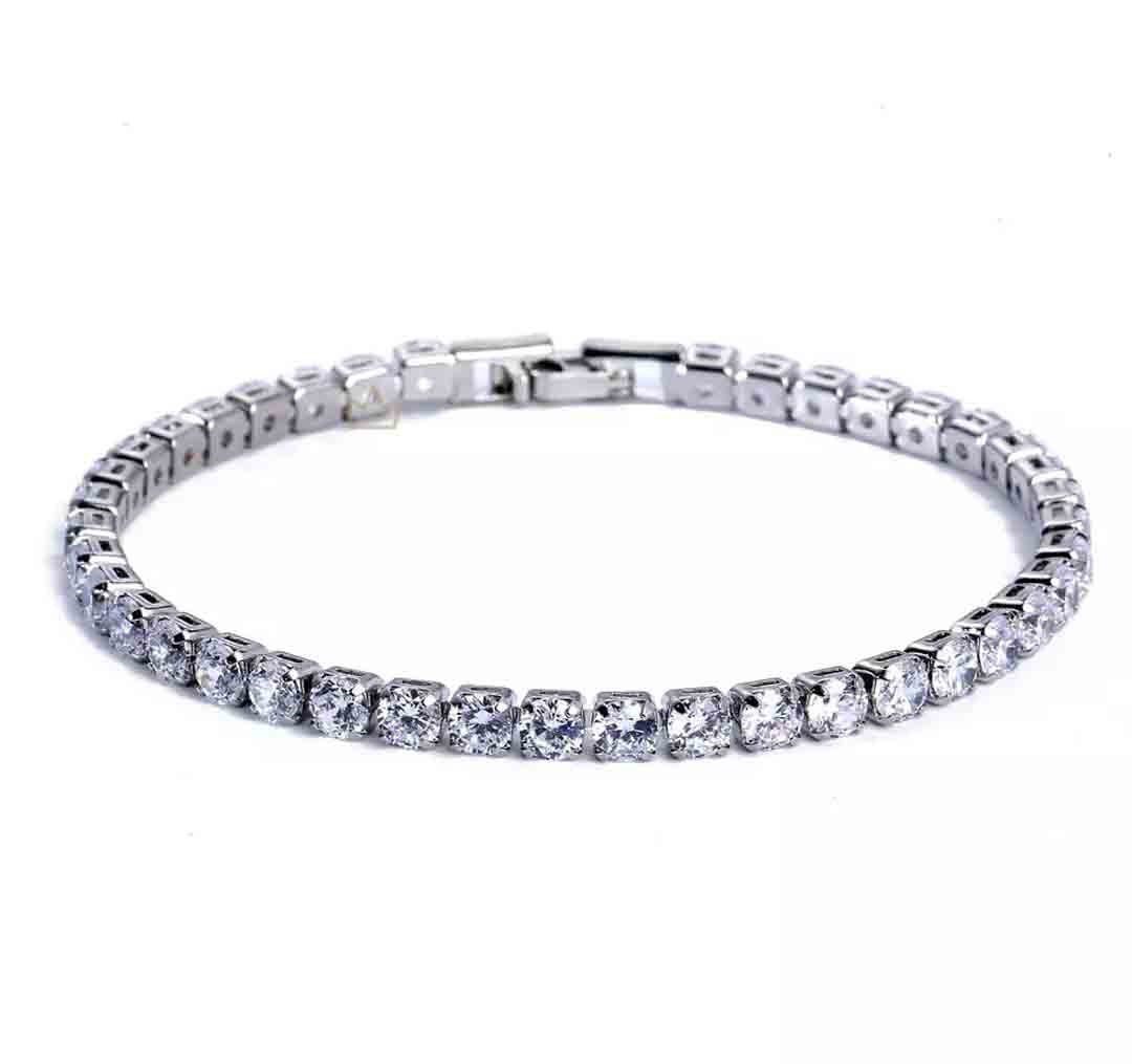 TENNIS BRACELET - WHITE GOLD WITH WHITE CRYSTALS