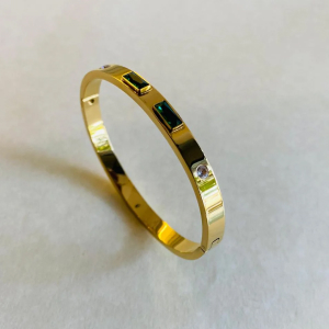 LUCY BANGLE - GOLD WITH GREEN CRYSTAL