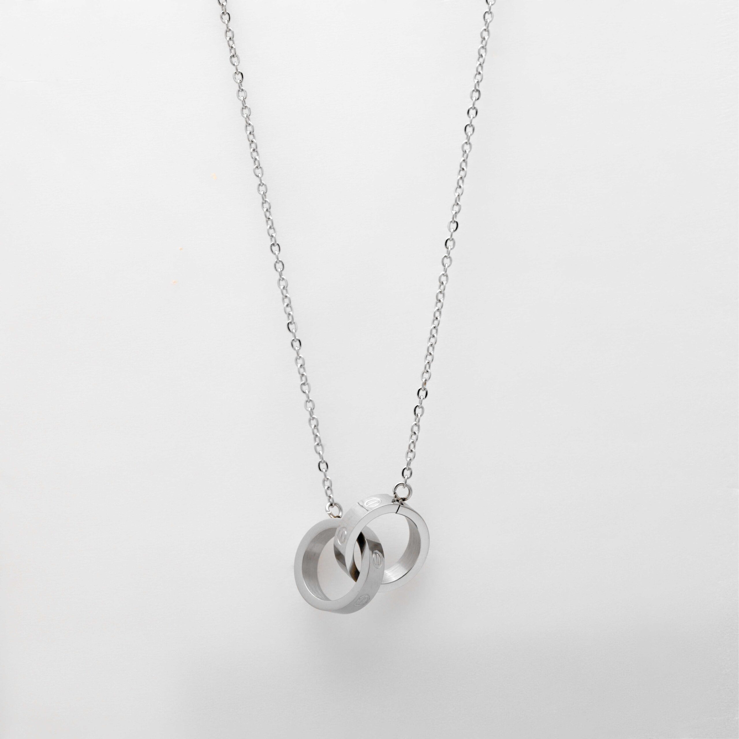 THE LOVE NECKLACE WITH TWO RINGS (WHITE GOLD)