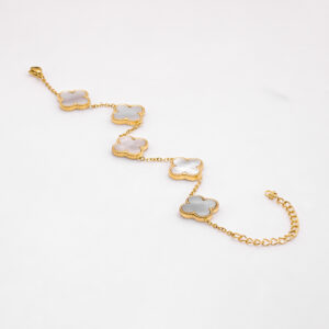 05 CLOVER BRACELET (GOLD) WHITE