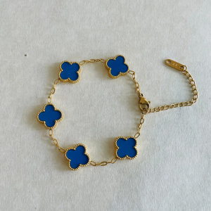 05 CLOVER BRACELET (GOLD) SKY BLUE
