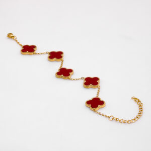 05 CLOVER BRACELET (GOLD) RED