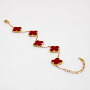 05 CLOVER BRACELET (GOLD) RED