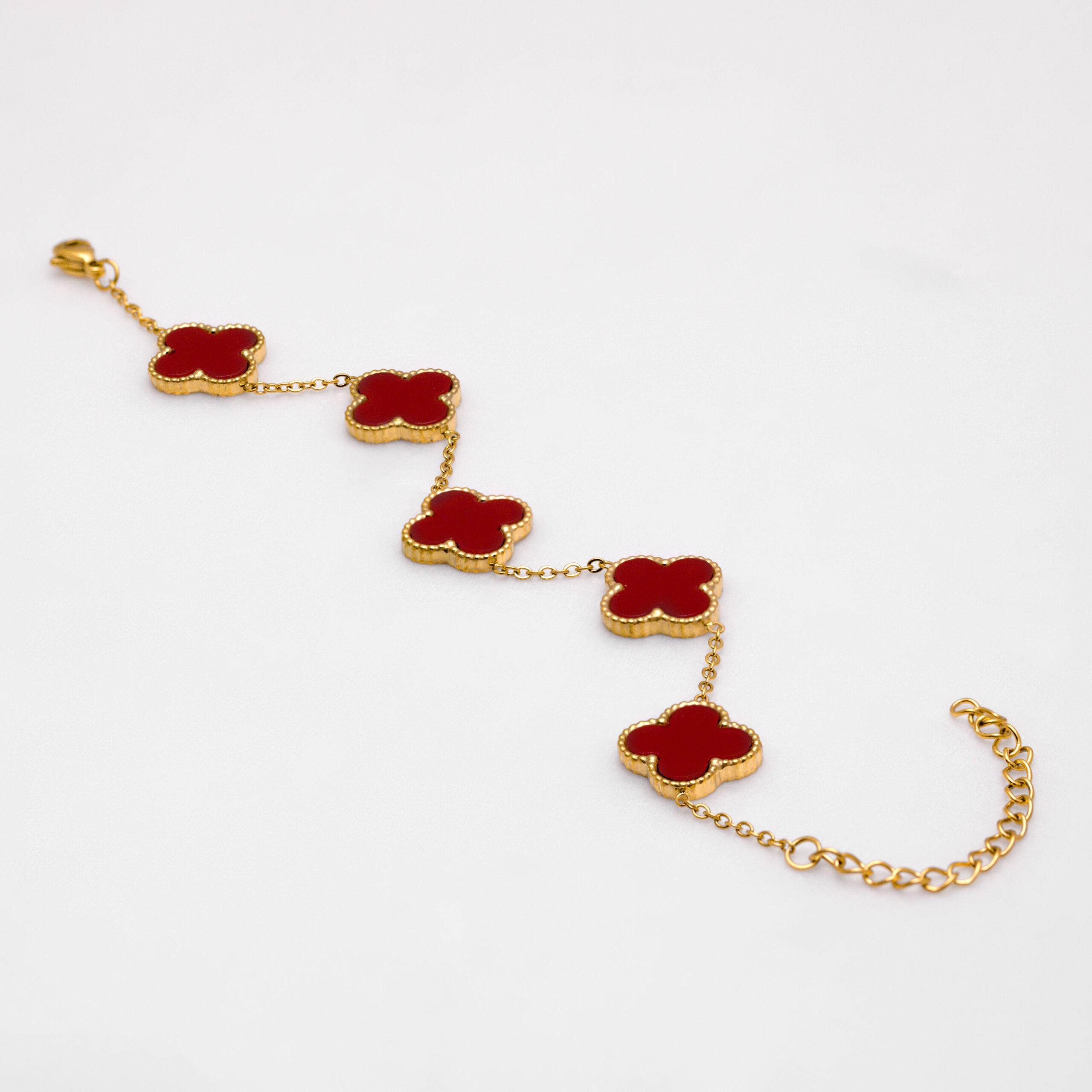 05 CLOVER BRACELET (GOLD) RED