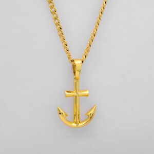 ANCHOR PENDANT NECKLACE - GOLD
