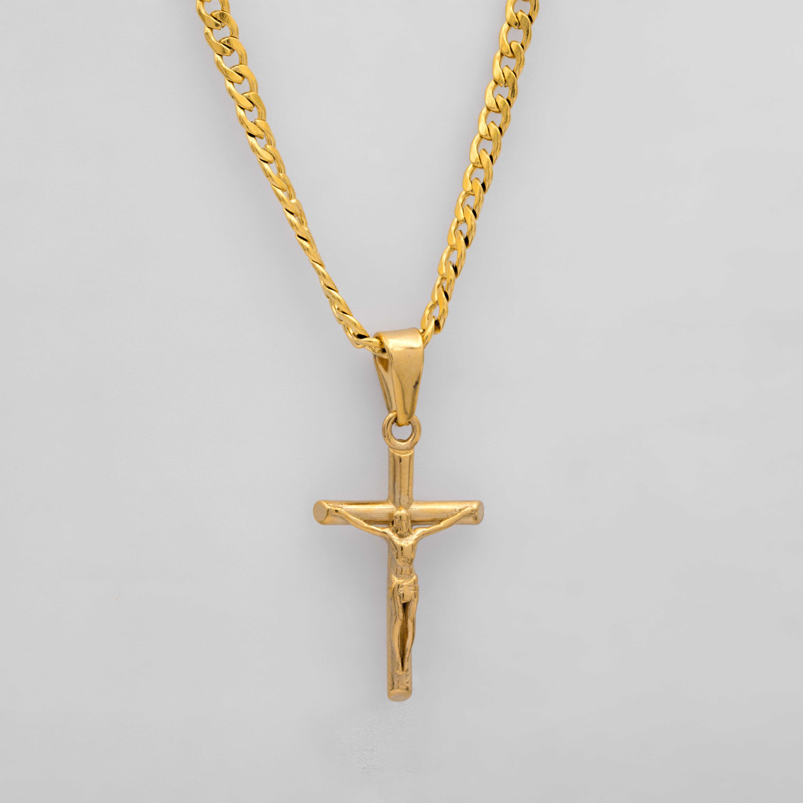 CRUCIFIXION CROSS PENDANT NECKLACE - GOLD