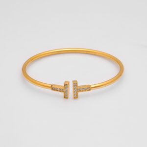 T WIRE BRACELET – GOLD WITH STONES