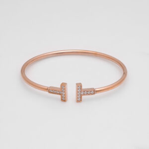 T WIRE BRACELET – ROSE GOLD WITH STONES
