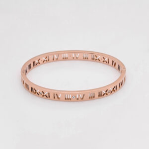 HOLLOW ROMAN NUMERAL BRACELET – ROSE GOLD WITH STONES