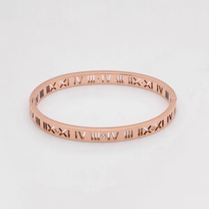 HOLLOW ROMAN NUMERAL BRACELET – ROSE GOLD WITH STONES