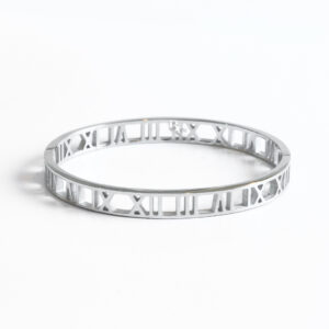 HOLLOW ROMAN NUMERAL BRACELET – WHITE GOLD