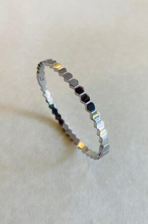 HONEYCOMB BANGLE - WHITE GOLD