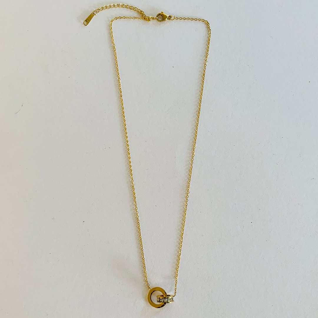 Double Roman Ringed Necklace - Gold
